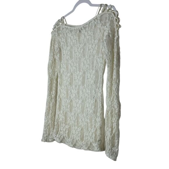 Free People Intimately Top Women Small White Lace Long Sleeve Bodycon Coquette - Picture 5 of 9